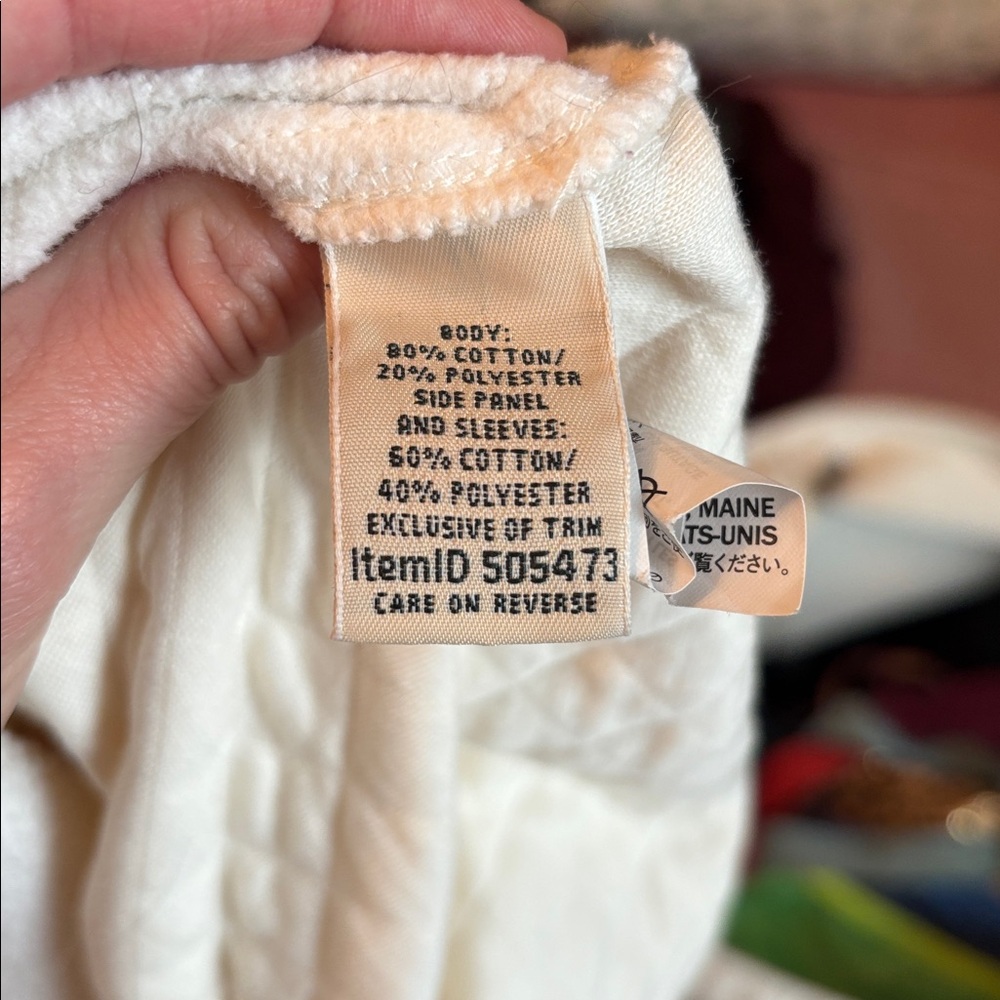 L.L. Bean Women's Off-White Quilted Hoodie, Size L - Picture 8 of 9